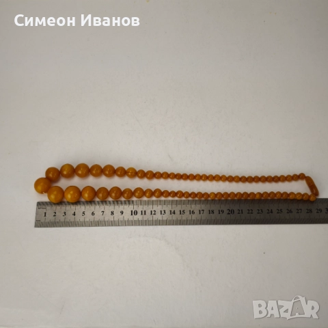 Стар гердан колие бакелит фатуран кехлибарен цвят  #6178, снимка 15 - Антикварни и старинни предмети - 51531504