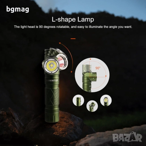 Фенер LUMINTOP L1 900 лумена-зелен цвят, с батерия 14500, снимка 4 - Къмпинг осветление - 52099483