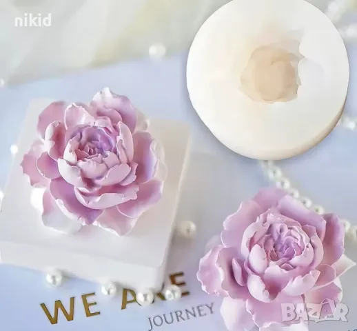 Жасмин Божур цвете силиконов молд форма декорация торта фондан шоколад гипс, снимка 4 - Форми - 48602193