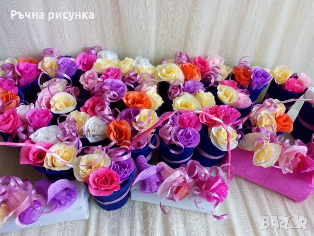 Вазичка с три рози-2лв, снимка 3 - Декорация за дома - 31985560