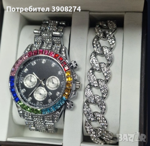 Rainbow Crystal Watch Set  | часовник + гривна с кристали