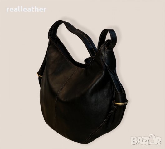 Голяма мароканска чанта от естествена кожа в черен цвят, снимка 2 - Чанти - 35254275