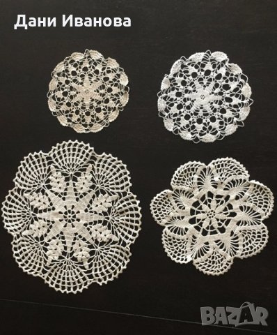 Комплект 4 бр. плетени на една кука карета в кръгла форма