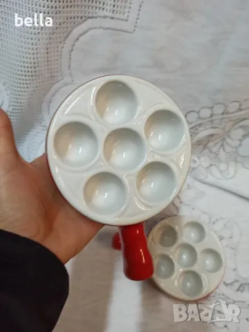 Автентични френски ретро глазирани керамични съдове за сервиране на охлюви, снимка 3 - Други - 47954812