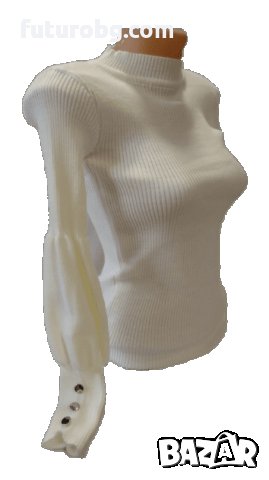 Ефектна блуза от финно плетиво с бухнал ръкав , различни цветове, снимка 5 - Блузи с дълъг ръкав и пуловери - 35645920