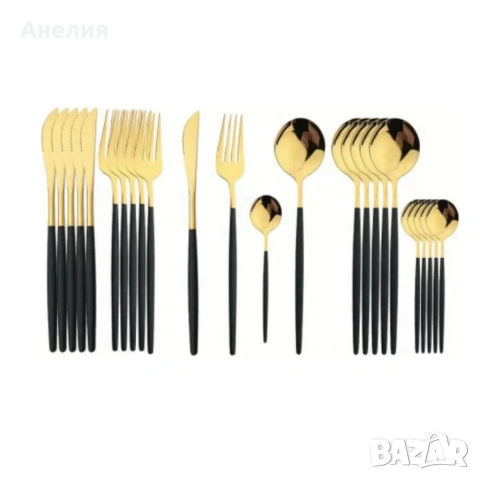Комплект прибори за хранене от 24 части с луксозен дизайн и магнитна кутия, снимка 3 - Прибори за хранене, готвене и сервиране - 53108552
