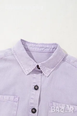 Дамска светлолилава дънкова рокля тип риза, снимка 6 - Рокли - 49966433