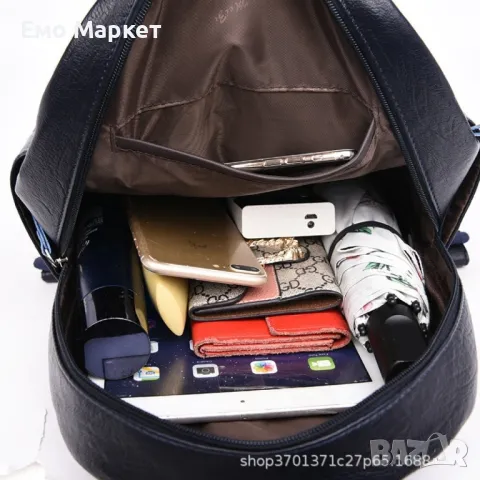 Комплект 3 части дамска раница, чантичка и портмоне, снимка 2 - Раници - 50244028