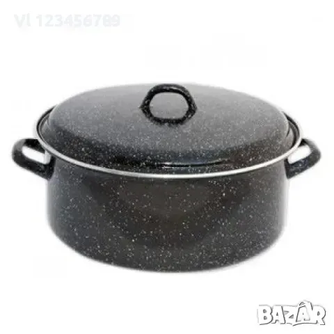 Тава емайлирана с капак метален кант 36см, снимка 1