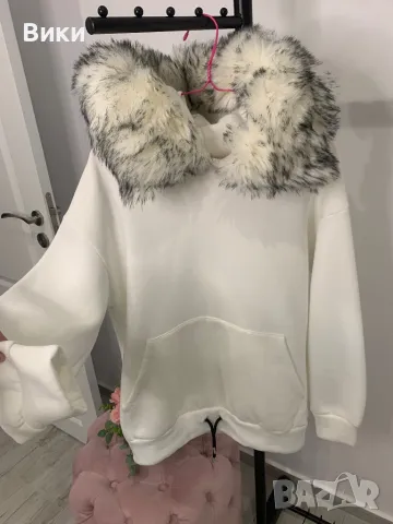 Горнище с пухена яка, снимка 5 - Блузи с дълъг ръкав и пуловери - 48764925