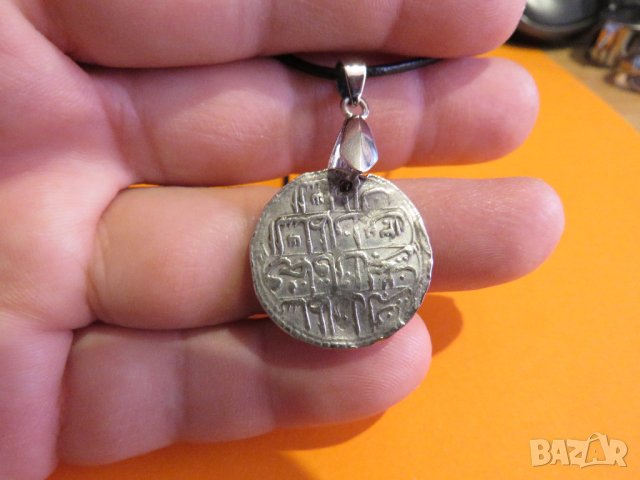Старинна  сребърна османска муска , турски амулет с тугра, туга 2,3см , накит, амулет сребро, снимка 2 - Колиета, медальони, синджири - 37536657
