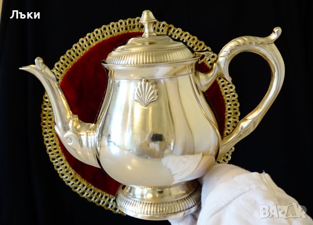 Английска кана,чайник,никелово сребро 940 гр. , снимка 11 - Антикварни и старинни предмети - 39182939