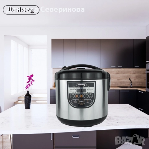 Мултикукър Rosberg, 780W, 5литра, 10 програми, Ръчен режим, Таймер, Инокс/Черен 2 ГОДИНИ ГАРАНЦИЯ, снимка 2 - Мултикукъри - 51832110