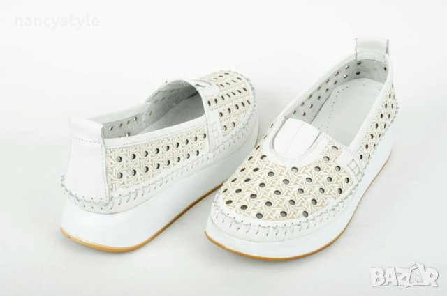 НОВО! Бели дамски обувки от естествена кожа, снимка 3 - Дамски ежедневни обувки - 40412131