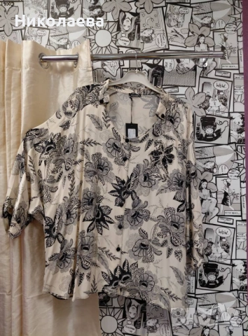 Стилна и Елегантна-Макси Риза в бежаво с флорален мотив!, снимка 4 - Ризи - 52664590