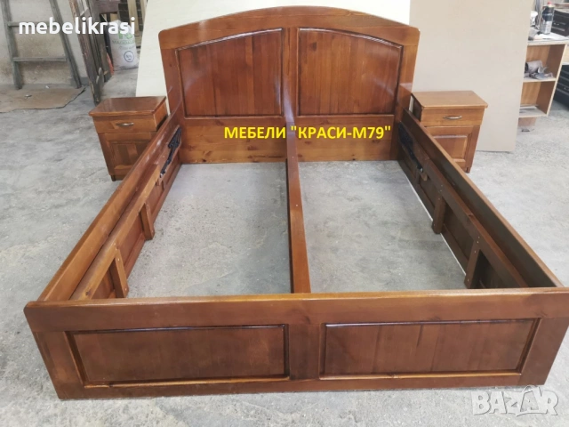 Спалня с амортисьорен механизъм за повдигане, за матрак 160/200см. -МАСИВ в цвят.Налична!, снимка 2 - Спални и легла - 46399260