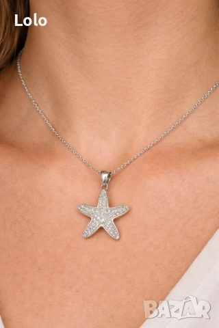 Сребърна висулка „Морска звезда“ – фин блясък и нежна елегантност, снимка 2 - Колиета, медальони, синджири - 54106195