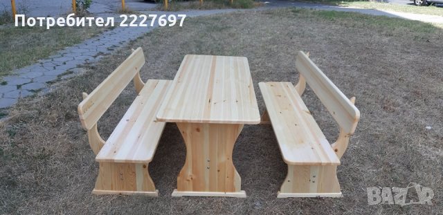 Градински комплект / маса+2 броя пейки с дължина 180 см./, снимка 5 - Маси - 33731965