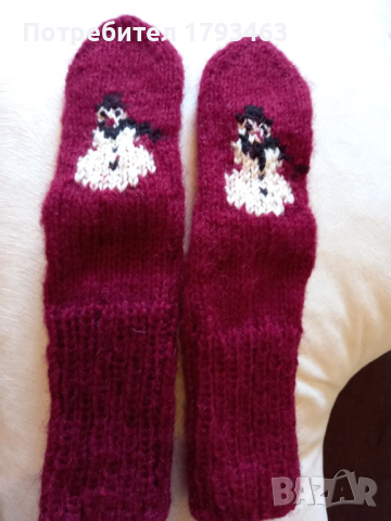 Ръчно плетени коледни детски чорапи, ходило 21 см., снимка 1 - Детски комплекти - 44697206