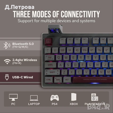 механична клавиатура EPOMAKER RT100 , снимка 3 - Клавиатури и мишки - 53985168