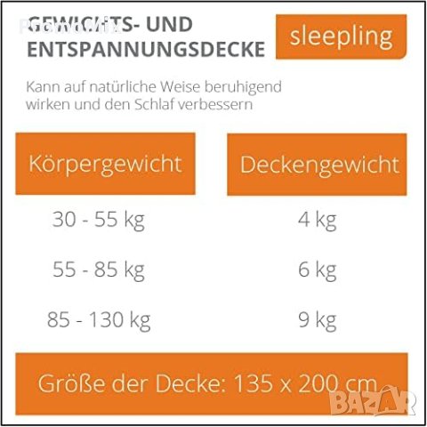 Одеяло с тежести 9 кг Sleepling 197255 135х200см Юрган тежко Утежнено одеяло Антистрес, снимка 5 - Олекотени завивки и одеяла - 44293358