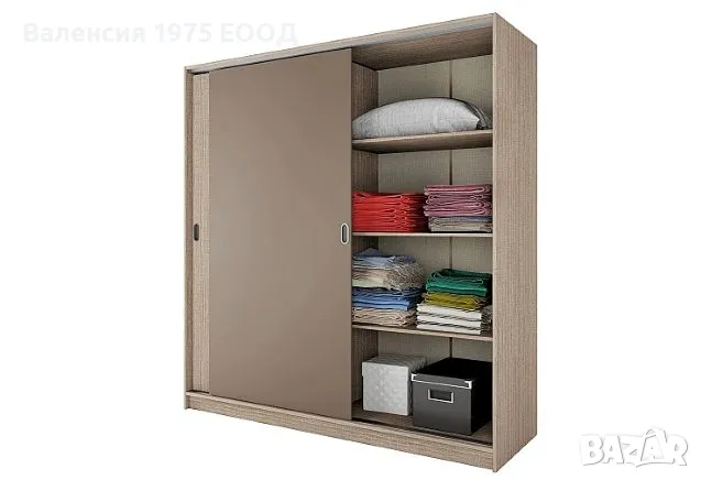 Гардероб с плъзгащи врати Сити 1009 комбинация мока/ лате или дъб артисан, снимка 3 - Гардероби - 47361575