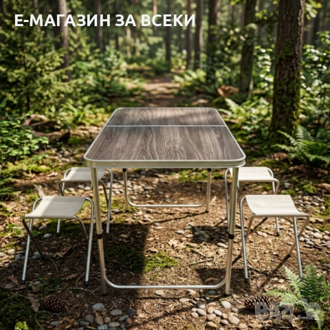 Комплект сгъваема къмпинг маса с 4 стола, снимка 2 - Къмпинг мебели - 53947962