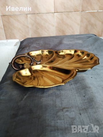месингова купа за ядки-лист, снимка 3 - Антикварни и старинни предмети - 29853103