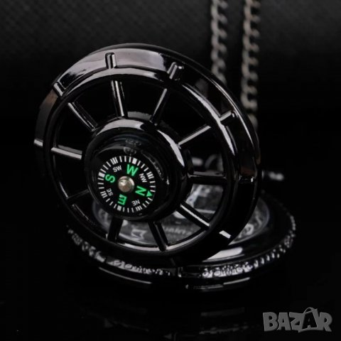 Нов Джобен часовник черен с компас бели цифри числа хубав   , снимка 4 - Джобни - 37288346