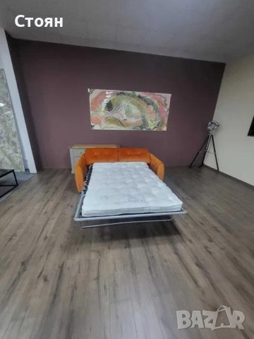 Оранжев диван от плат двойка с функция сън, снимка 4 - Дивани и мека мебел - 42541007