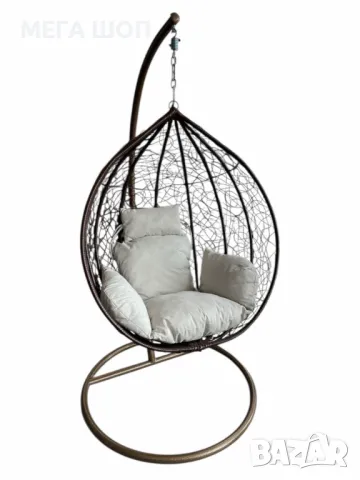Градинска люлка от PVC ратан с метална конструкция, снимка 2 - Градински мебели, декорация  - 50224547