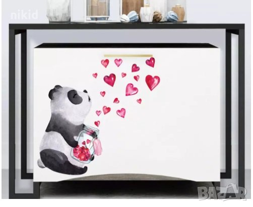 Мече Панда със сърца самозалепващ стикер лепенка за стена и мебел, снимка 3 - Други - 31268970