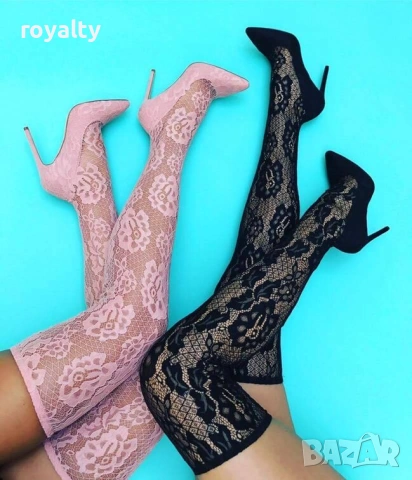 Летни ботуши на ток - черни