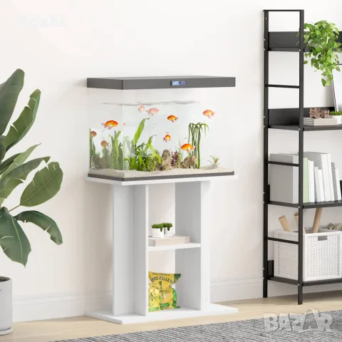 vidaXL Поставка за аквариум, бяла, 60x30x60 см, инженерно дърво, снимка 2 - Аквариуми - 56148108