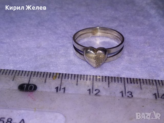 ИЗЯЩЕН СЪРЦЕВИДЕН РОМАНТИЧЕН МАЙСТОРСКИ СРЕБЪРЕН ПРЪСТЕН ВИСОКА ПРОБА СРЕБРО с БЯЛА ПОЗЛАТА 40095, снимка 5 - Пръстени - 42761234