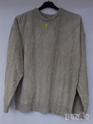 Мъжки фигурален блузон в бежов цвят., снимка 3 - Пуловери - 48942953