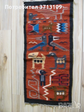19век автентичен вълнен килим Централна Америка ,85х40см., снимка 8 - Антикварни и старинни предмети - 51837697