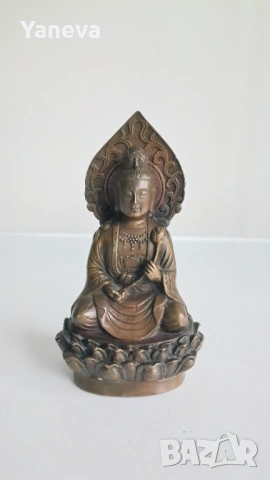 Бронзова статуетка на Гуанин , известна като богиня на състраданието, снимка 8 - Статуетки - 53899127