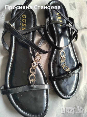 Черни сандали Guess 38, снимка 7 - Сандали - 52041910