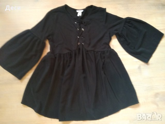черна интересна блузка на H&M, снимка 1 - Туники - 29445899