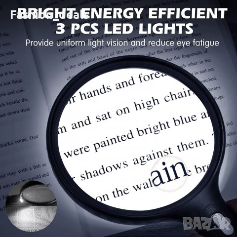 Нова лупа със светлина за възрастни хора, работа, бижута, монети Увеличение, снимка 4 - Други стоки за дома - 39487969