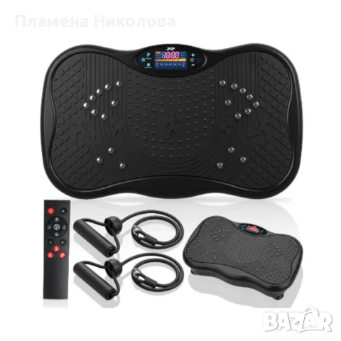 Вибрационна платформа 150W с Bluetooth, дистанционно и ластици – до 150 кг, снимка 6 - Фитнес уреди - 56078468