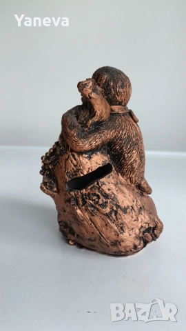 "Трите мъдри маймуни"( 4 см ), бронзова миниатюра и касичка маймунка( 12 см). , снимка 7 - Статуетки - 52978347