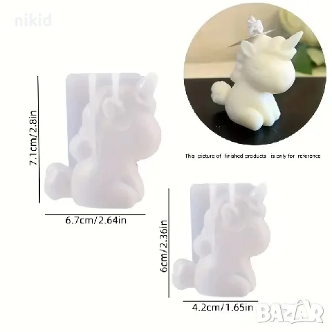 3d Еднорог unicorn силиконов молд декор украса фондан торта шоколад гипс смола бижута свещ, снимка 9 - Форми - 26285430