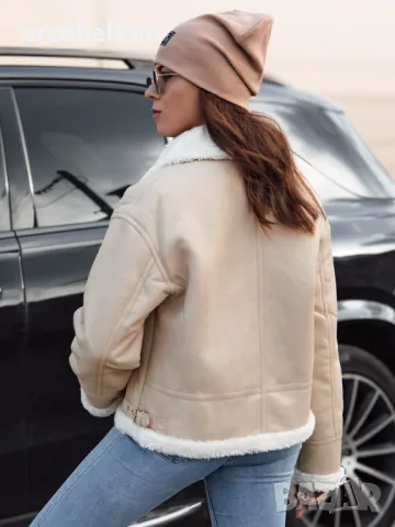 FURBLAZE Дамско кожено яке с овча кожа, 2цвята , снимка 5 - Якета - 48067810