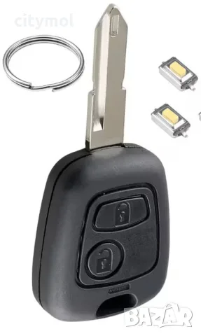 Кутийка за автомобилен ключ, за Citroen/Peugeot, 2 бутона, 2 микроключета и острие