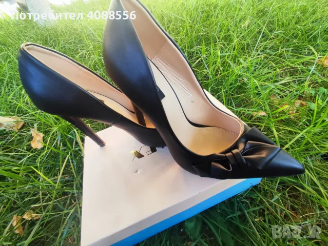 Черни кожени обувки, снимка 5 - Дамски обувки на ток - 49467640