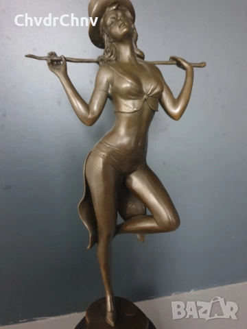 36см-3кг Gory статуетка/френска бронзова скулптура/Арт Нуво фигура кабаретна танцьорка, снимка 2 - Статуетки - 52469281