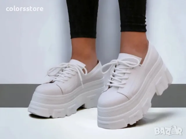 Обувки на платформа - бели - DA60, снимка 2 - Дамски ежедневни обувки - 47275056