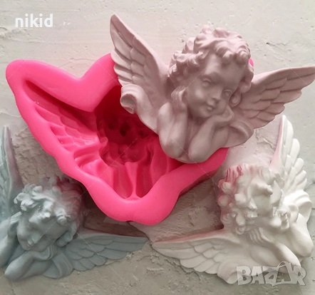 Ангел дете на лакти силиконов молд форма декорация торта фондан шоколад гипс кръщене, снимка 2 - Форми - 33315607